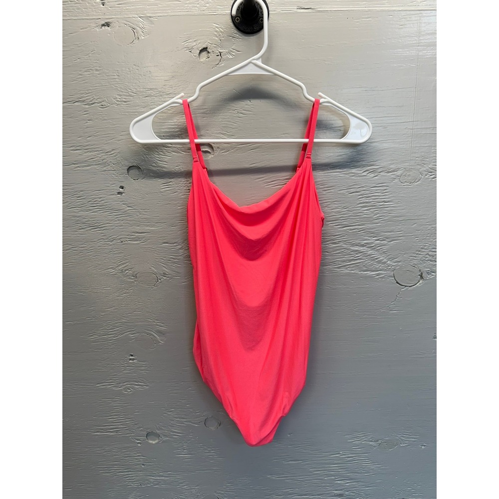 Smoothez by Aerie Neon Pink Cowl Neck Bodysuit Adjustable Straps Large